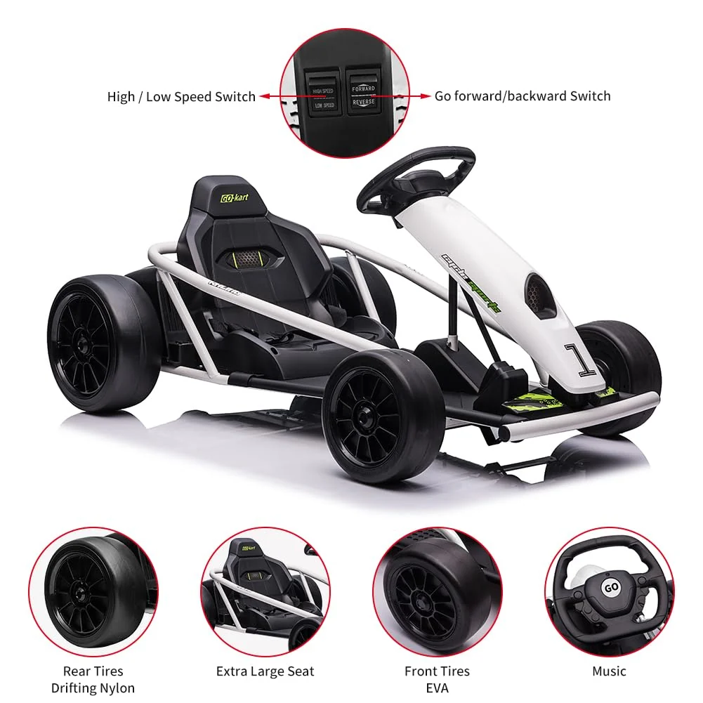 24V Electric Go-Kart for Kids Ages 8-12, Dual 300W Motors, 9Ah Battery - Image 12