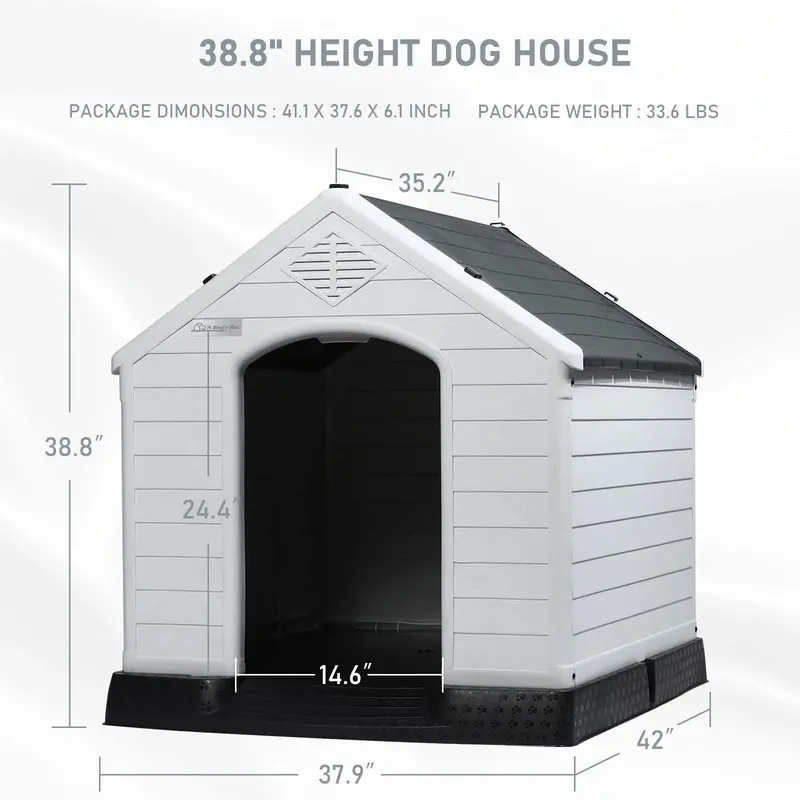 LEMBERI Weatherproof Plastic Dog House - Indoor/Outdoor Use - Image 3