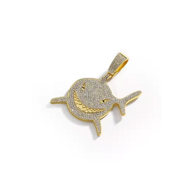Shark Pendant Necklace With 20in Cuban Link Chain, 13mm Width - Image 4