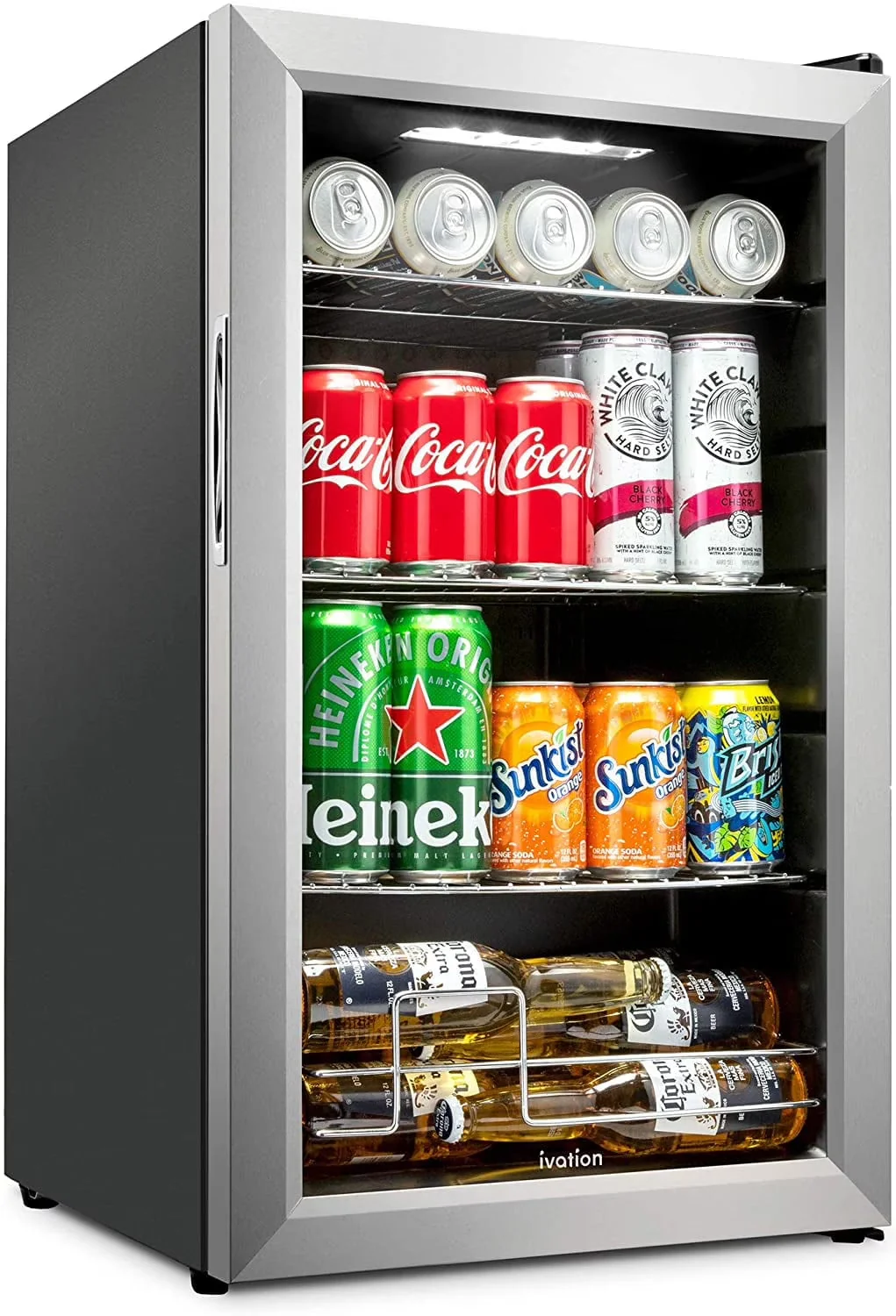 Ivation Freestanding Wine Cellar Mini Fridge, 101-Bottle, Stainless Steel