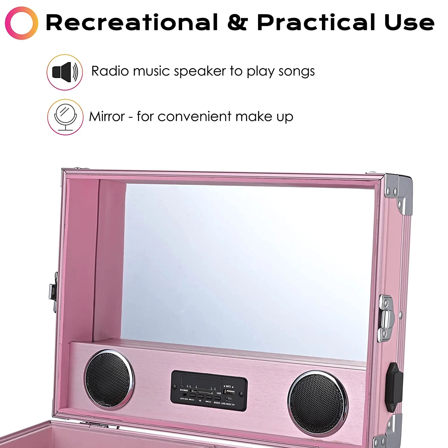 BYOOTIQUE Mobile Nail Station Rolling Makeup Train Case With Mirror, 4 Drawers - Pink - Image 3