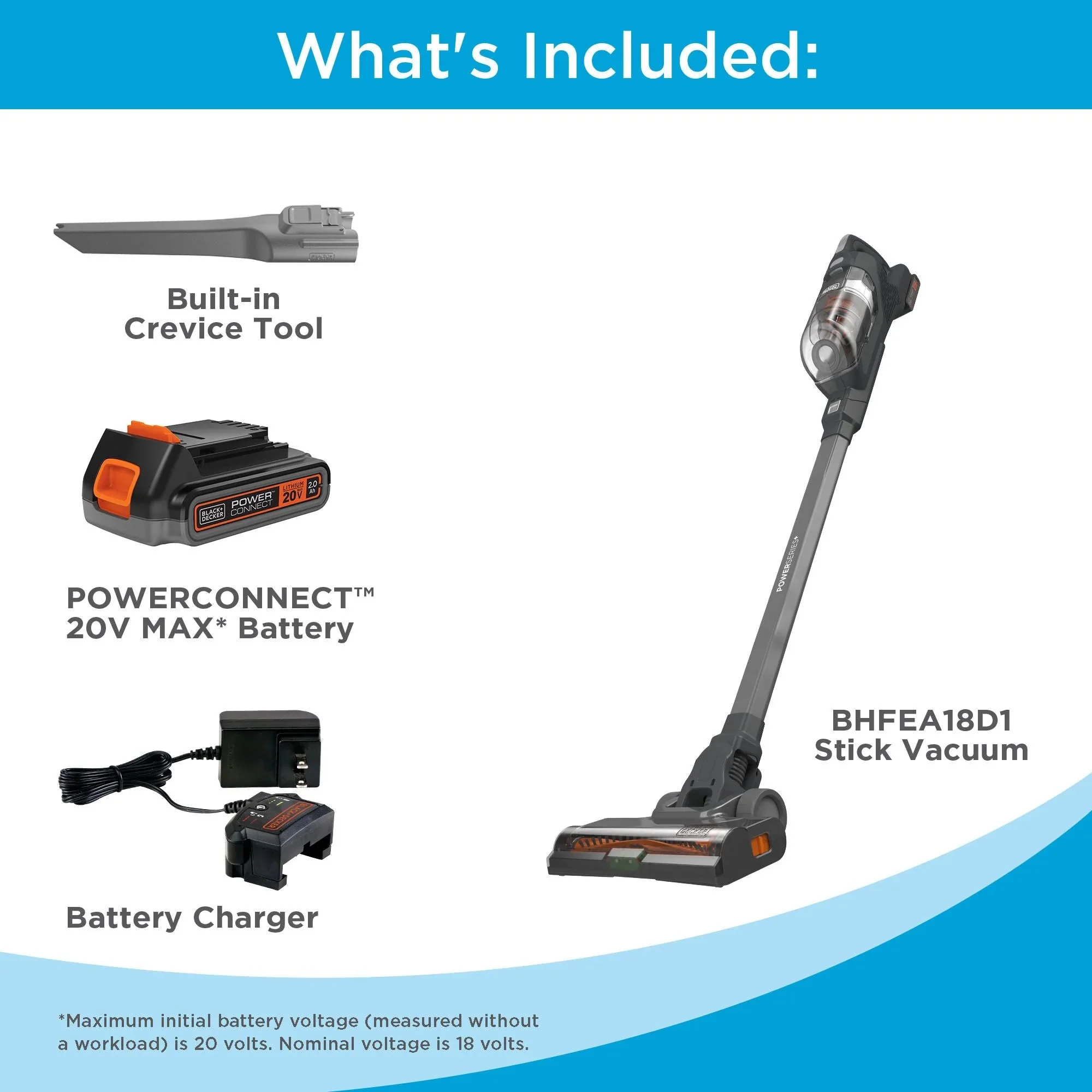 BLACK+DECKER POWERSERIES+ 20V MAX Cordless Stick Vacuum Kit, 44 Minute Run-Time - BHFEA18D1 - Image 16