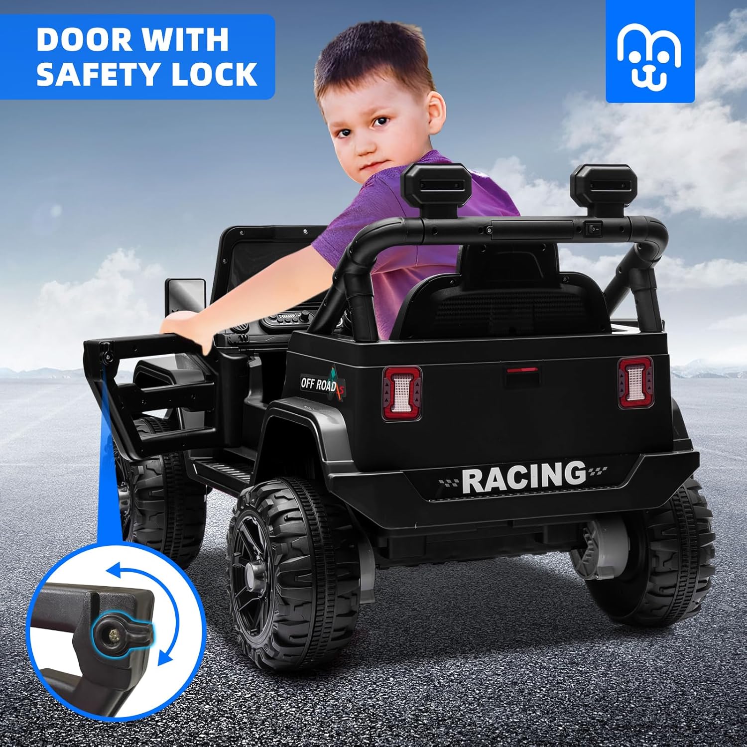 12V Kids Electric Ride on Truck Car Remote Control, Twin 35W Motors 3.5MPH Max Speed, Bluetooth USB Music Player, 4 Wheels Suspension LED Lights Safety Belt, Gift for Boy & Girl-Rosy - Image 15