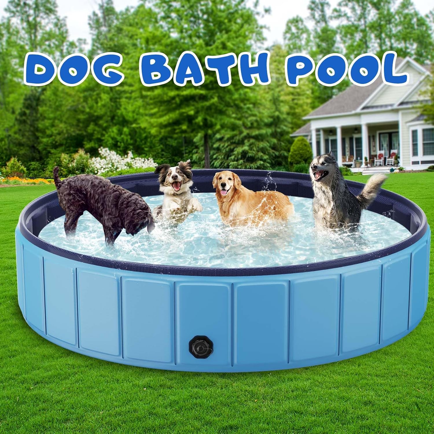 Totiro Foldable Dog Swimming Pool, 120in x 20in, PVC, Blue - Image 13