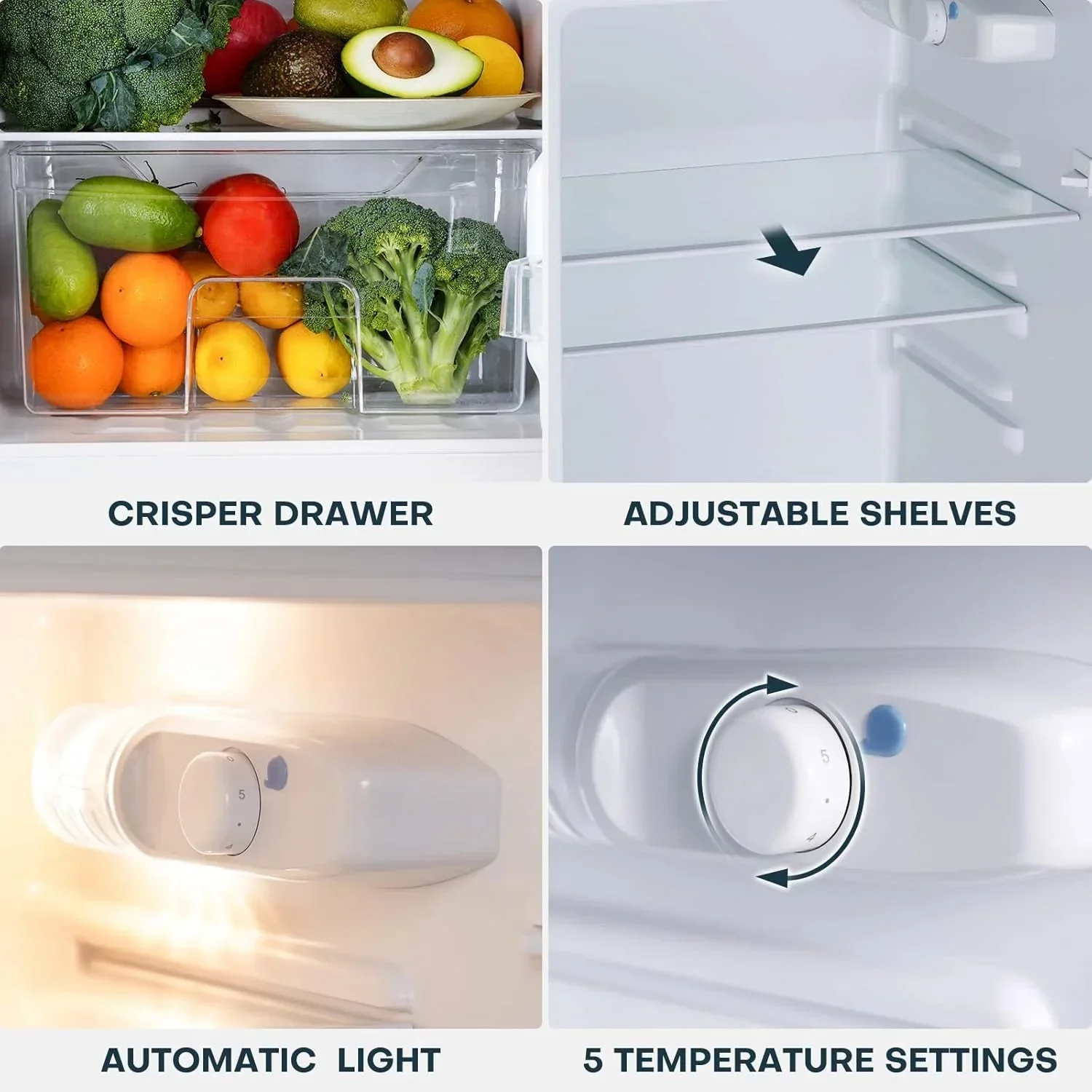 Upstreman 4 Cubic Feet Double Door Mini Refrigerator With Freezer, Black - BR401 - Image 4