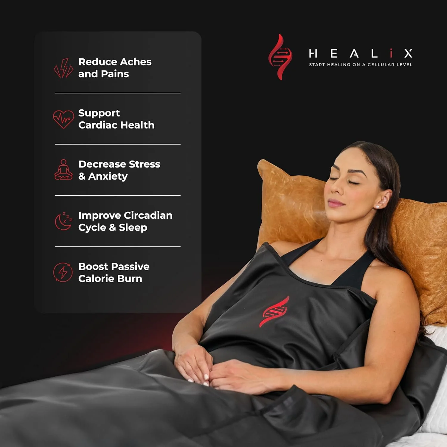 Healix Infrared Sauna Blanket, Zero EMF, 77-176F, Carbon Fiber Heating - Image 2