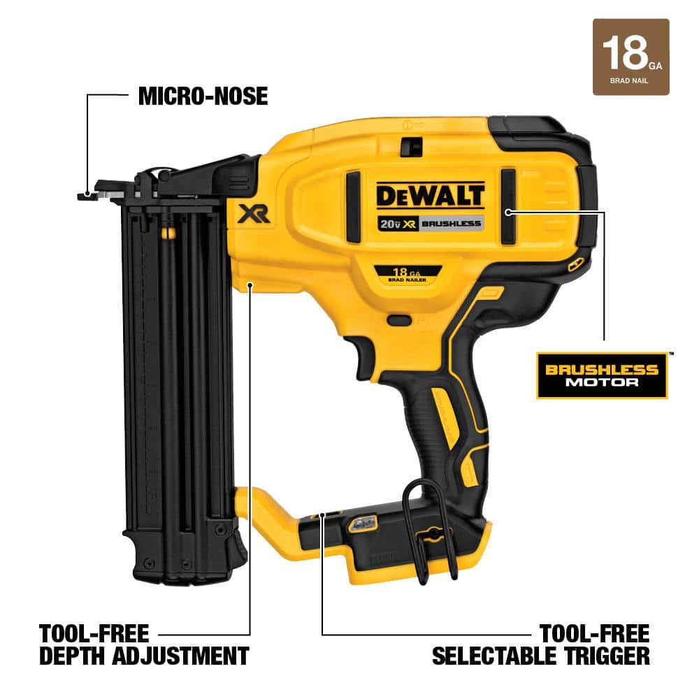20V MAX XR Lithium-Ion CordlessGauge Brad Nailer (Tool Only) - Image 2