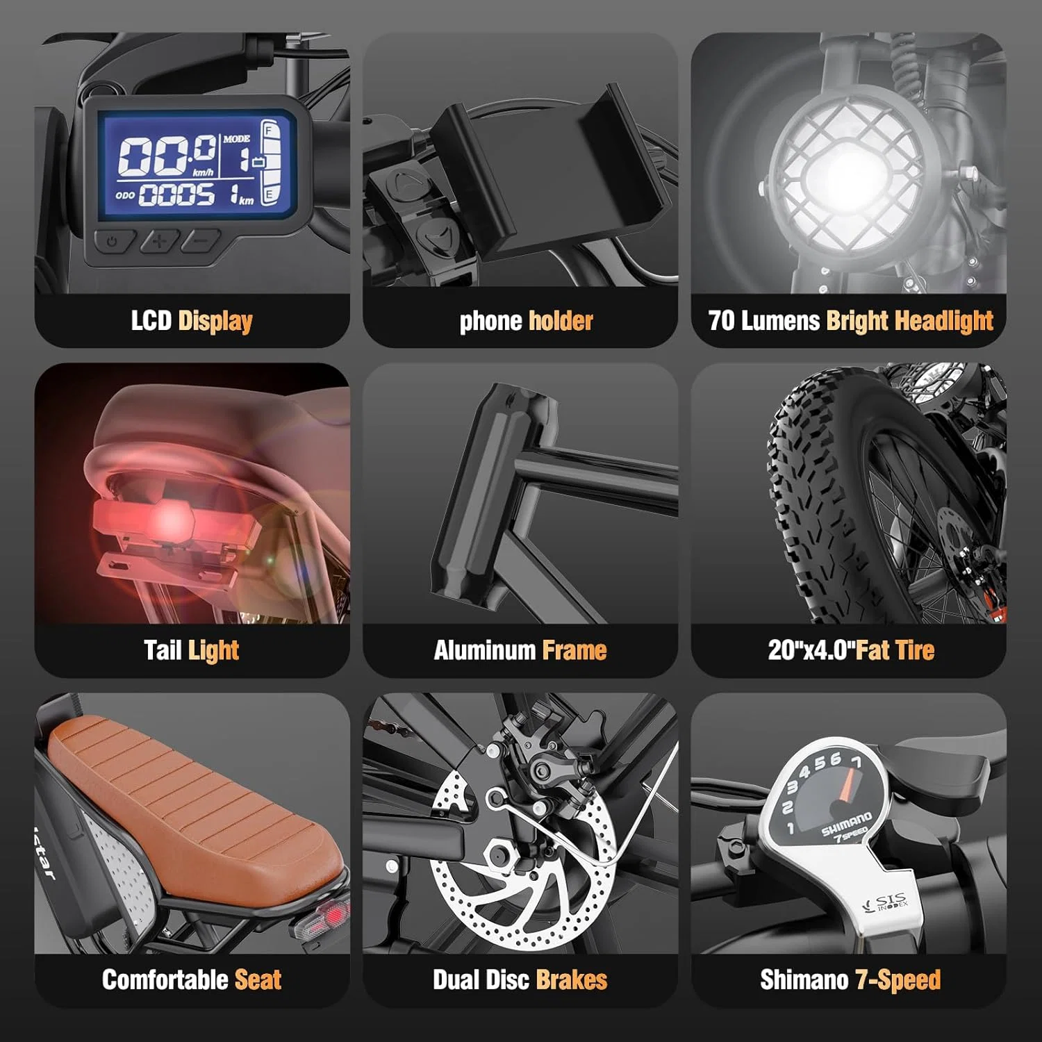 Electric Bike Q20, 2000W, 37Mph, 20" Fat Tires - Image 12