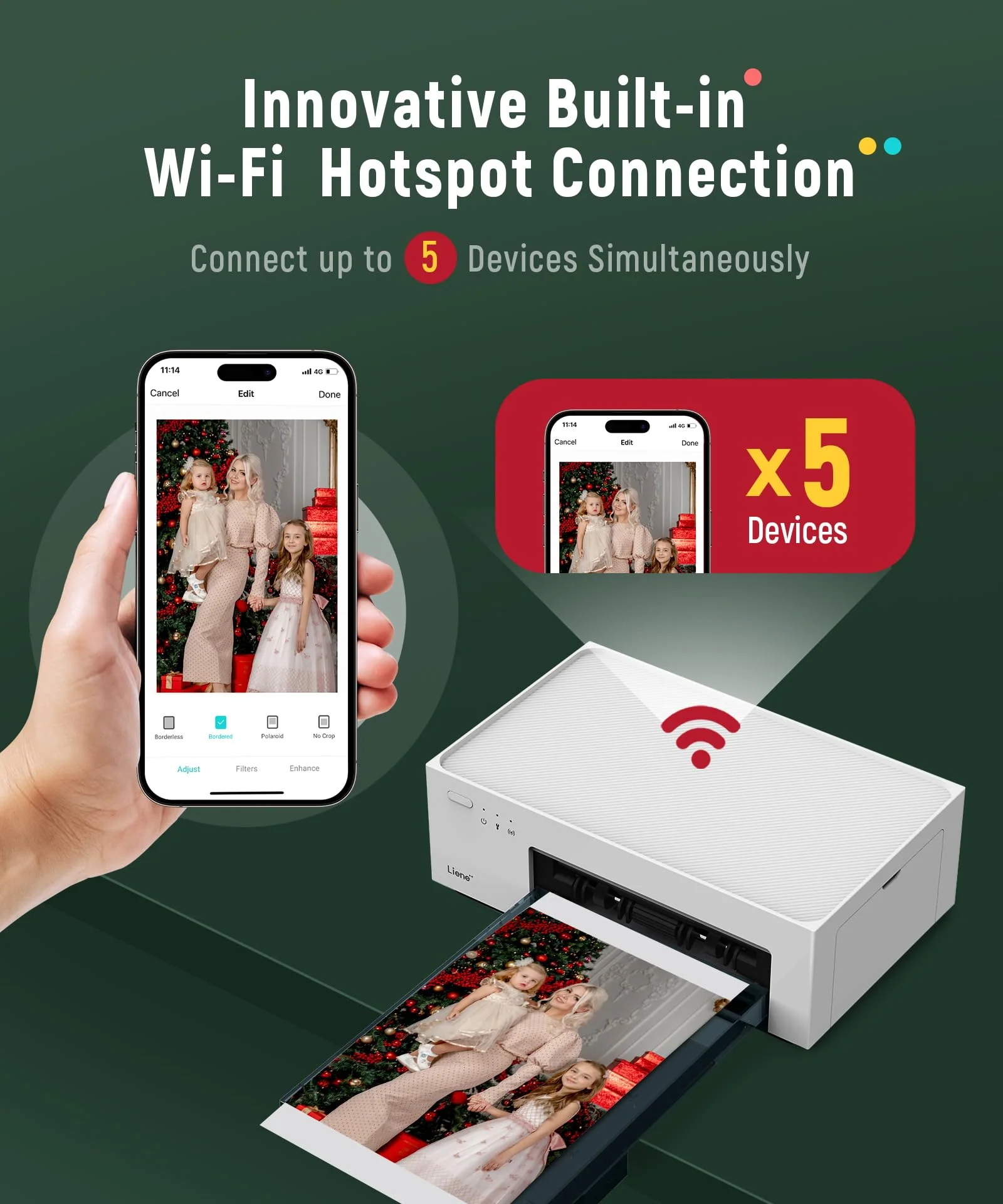 Liene 4×6 Photo Printer with Wi-Fi, 100 Sheets, Thermal-Dye Sublimation, for iPhone & Android - Image 6