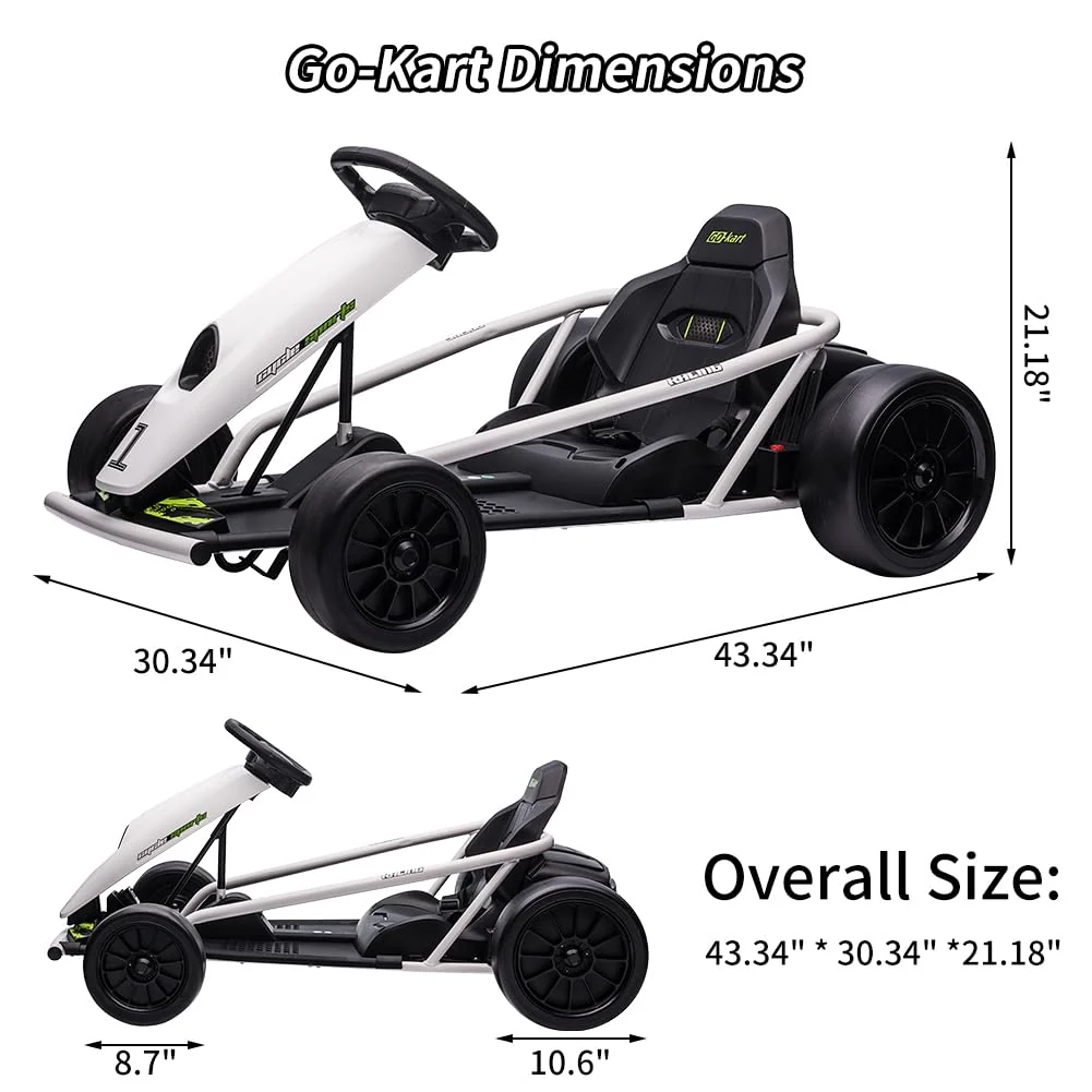 24V Electric Go-Kart for Kids Ages 8-12, Dual 300W Motors, 9Ah Battery - Image 11