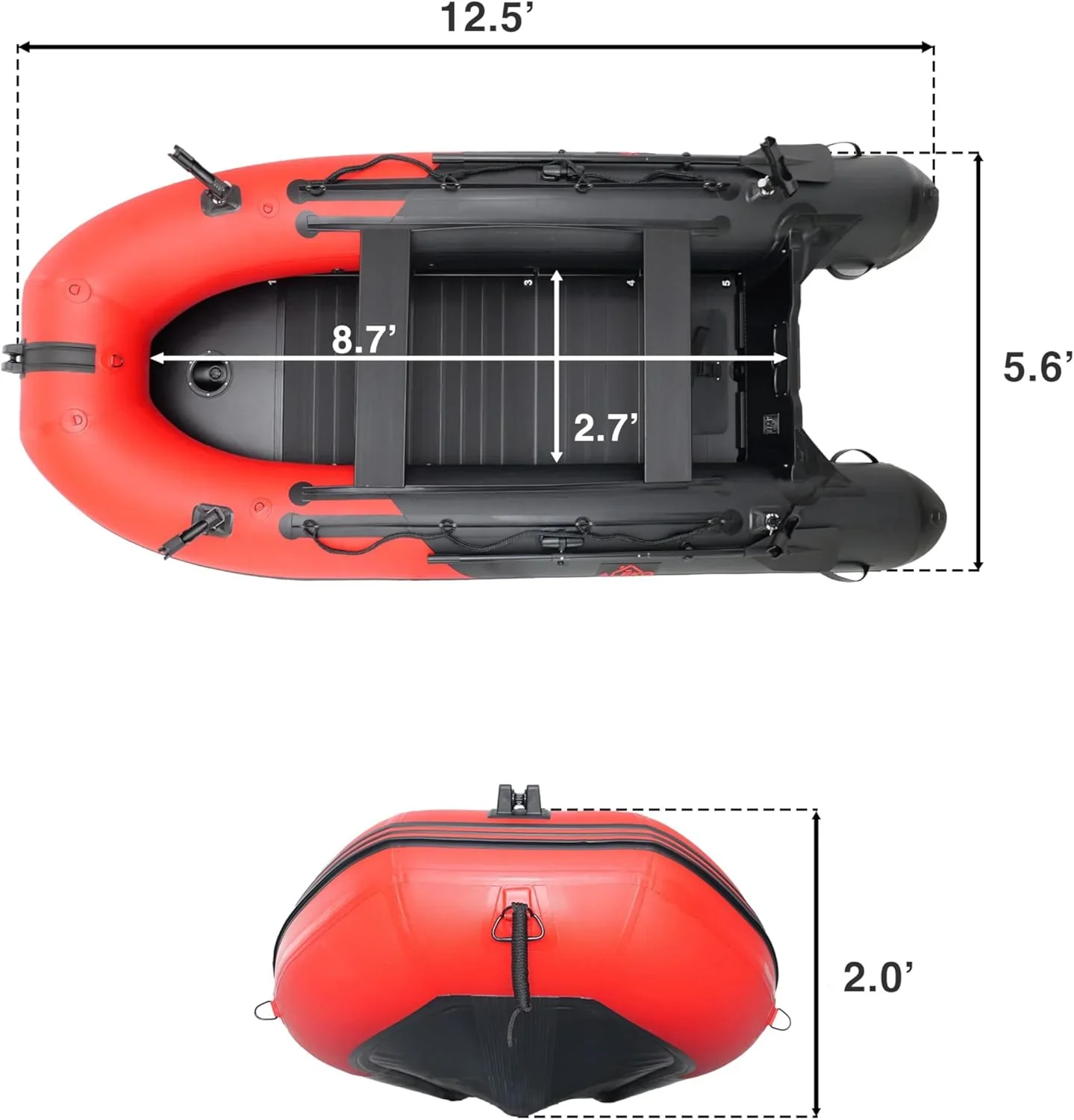 Inflatable Boat | Yacht Dinghy Tender Raft | Multi Person Fishing Boat | Aluminum Floor Oars | Fishing Rod Holders | Heavy-Duty PVC | 2024 Model | - Image 10