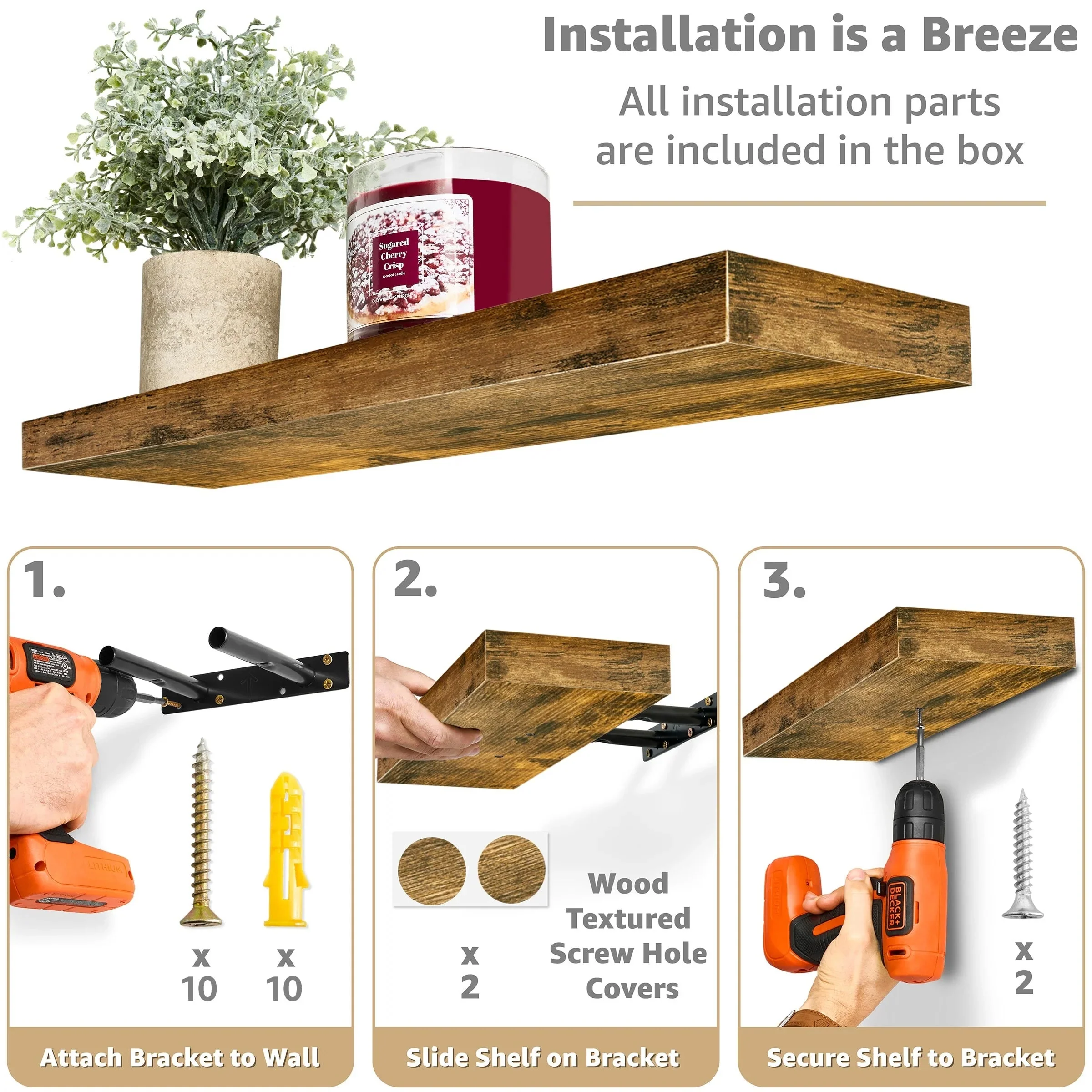 24 Inch Extra Long Floating Wall Shelf Set, 2 Count - Image 19