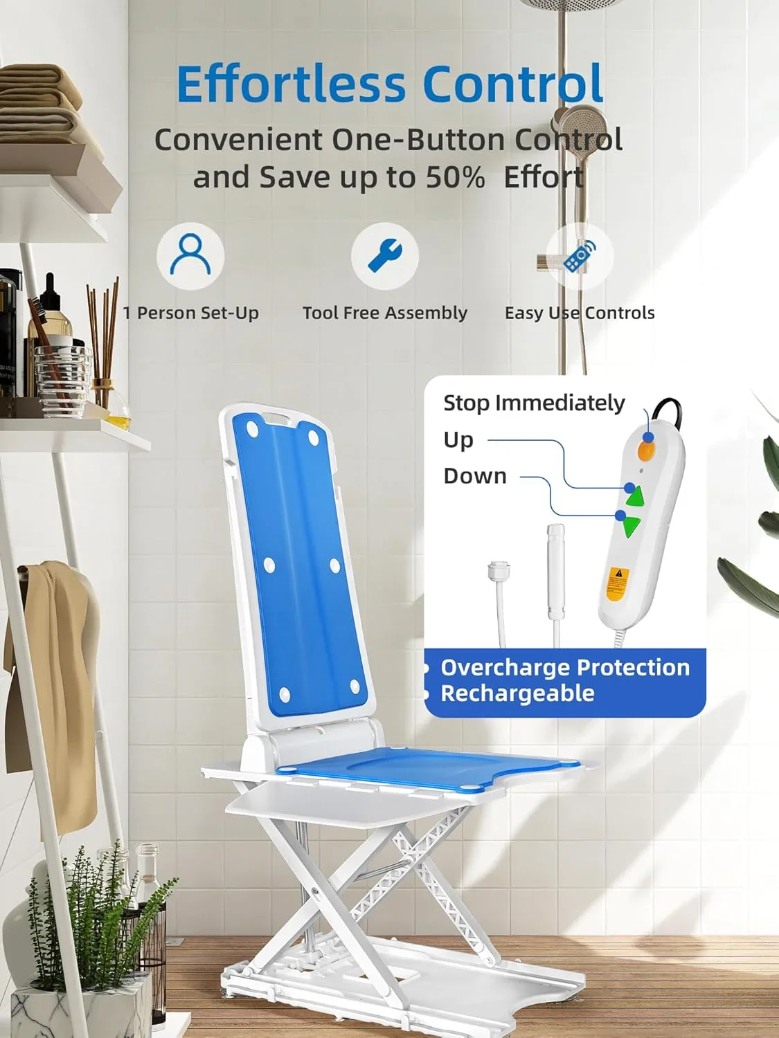 PPOLB Electric Chair Lift For Elderly, 308 lbs Support, Waterproof, Foldable - Image 2