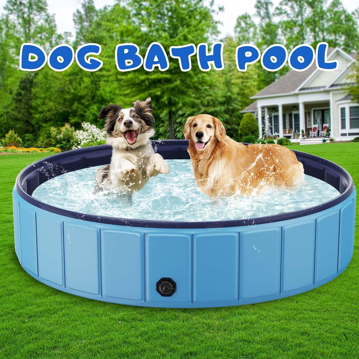 Totiro Foldable Dog Swimming Pool, 120in x 20in, PVC, Blue - Image 10