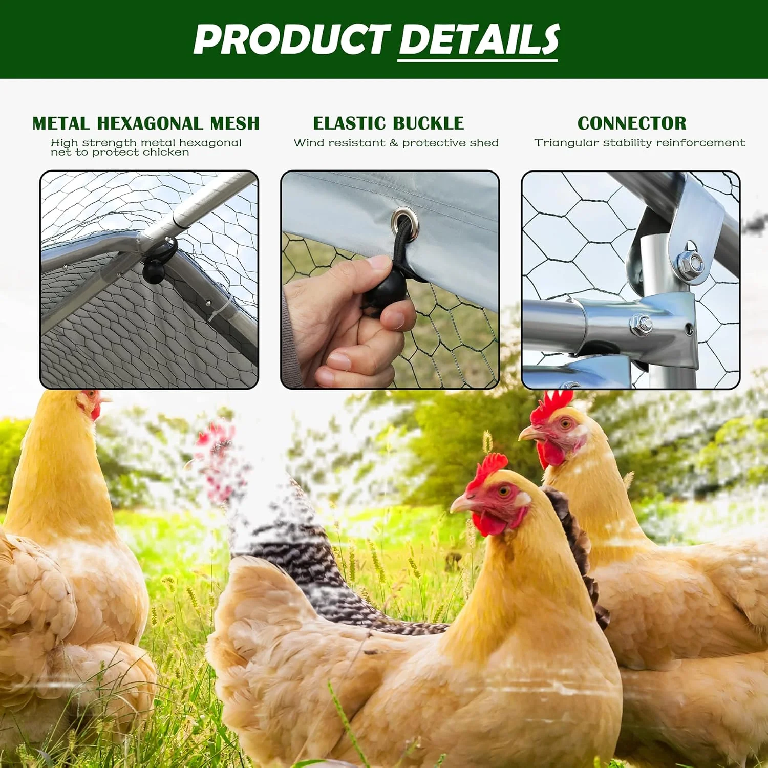 Betterhood Metal Chicken Coop With Cover, 9 ft W x 19 ft L x 6.5 ft H - Image 6