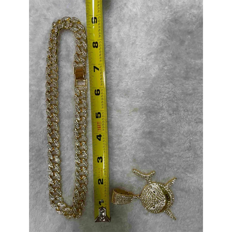Shark Pendant Necklace With 20in Cuban Link Chain, 13mm Width - Image 8