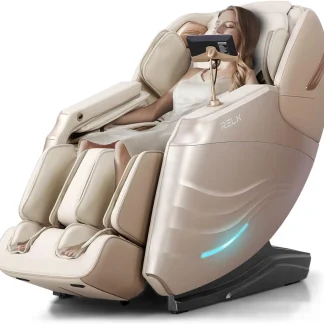 RELX Full Body Zero Gravity SL-Track Shiatsu Massage Chair, Cream
