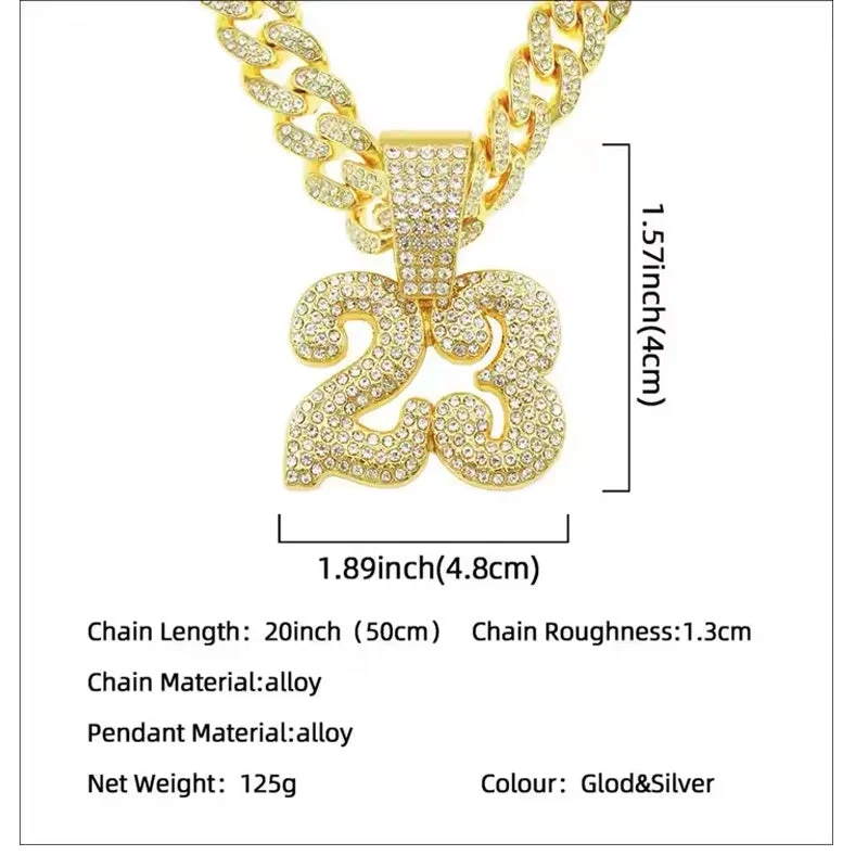 Number 23 Football Pendant Necklace With 20in Cuban Chain, 13mm Width - Image 8