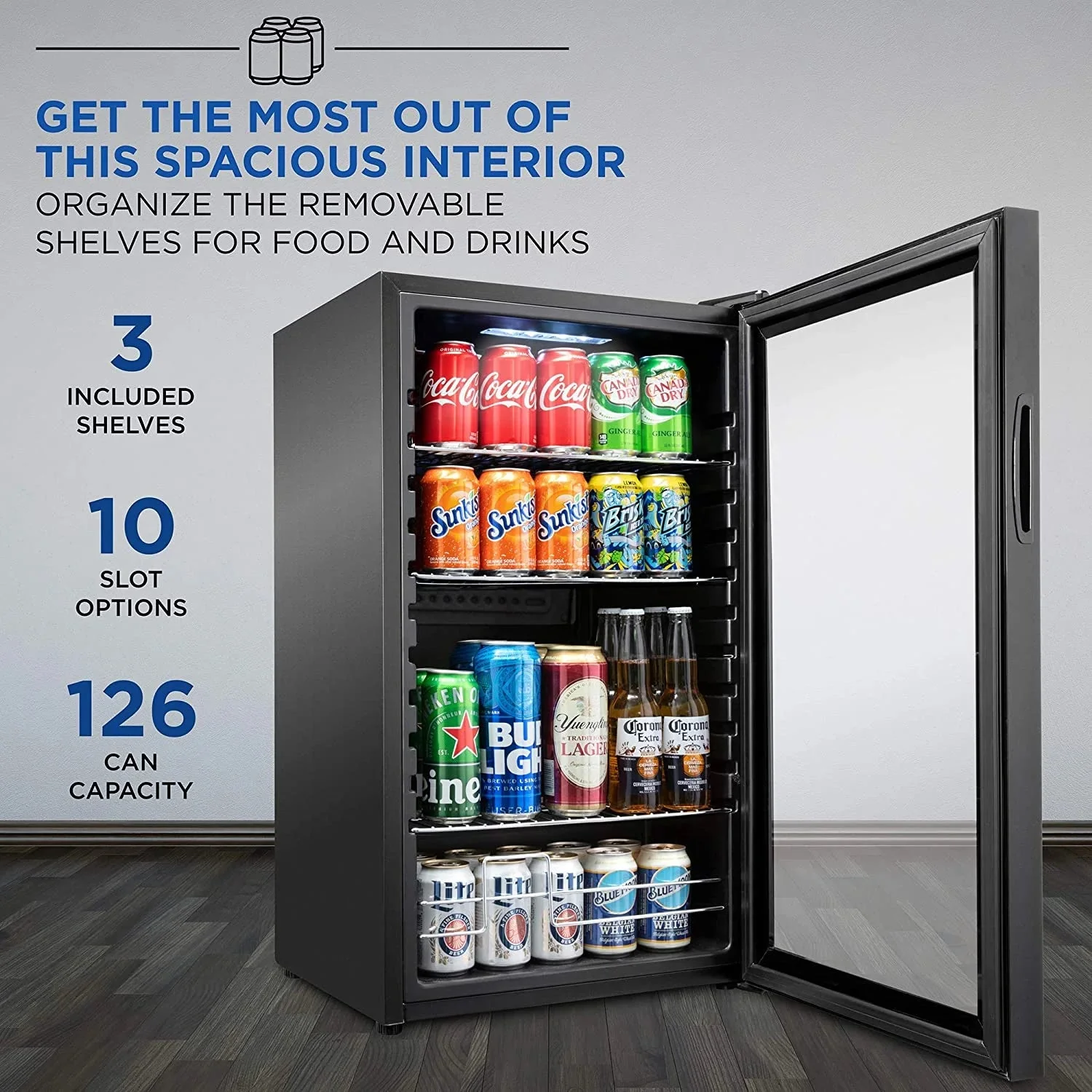 Ivation Freestanding Wine Cellar Mini Fridge, 101-Bottle, Stainless Steel - Image 9