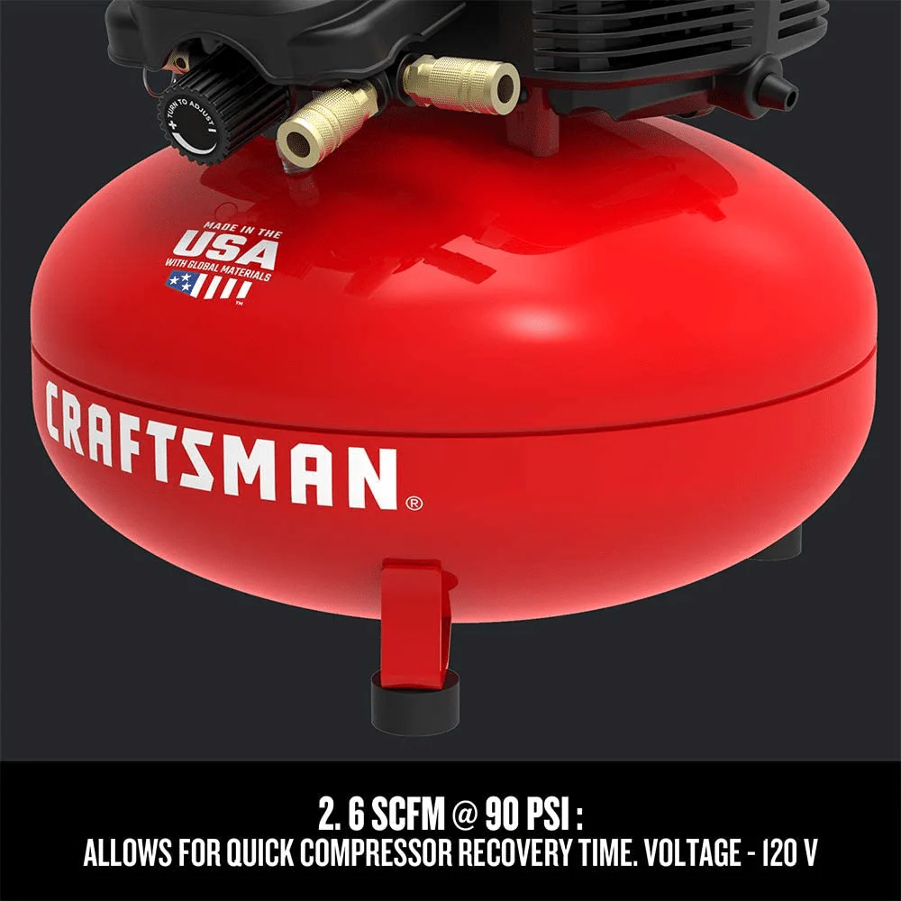 Craftsman 6 Gallon Pancake Air Compressor, Oil-Free, 150 PSI, Portable with Accessory Kit - Image 6
