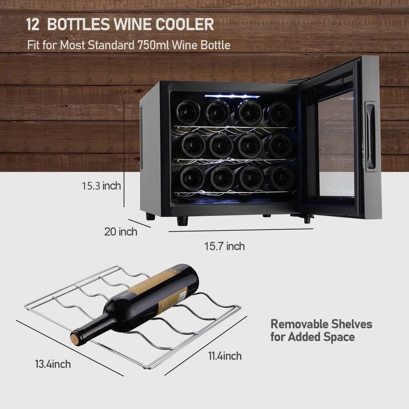 JINJUNYE Countertop Wine Cooler Refrigerator, 12 Bottle, Glass Door - Image 13
