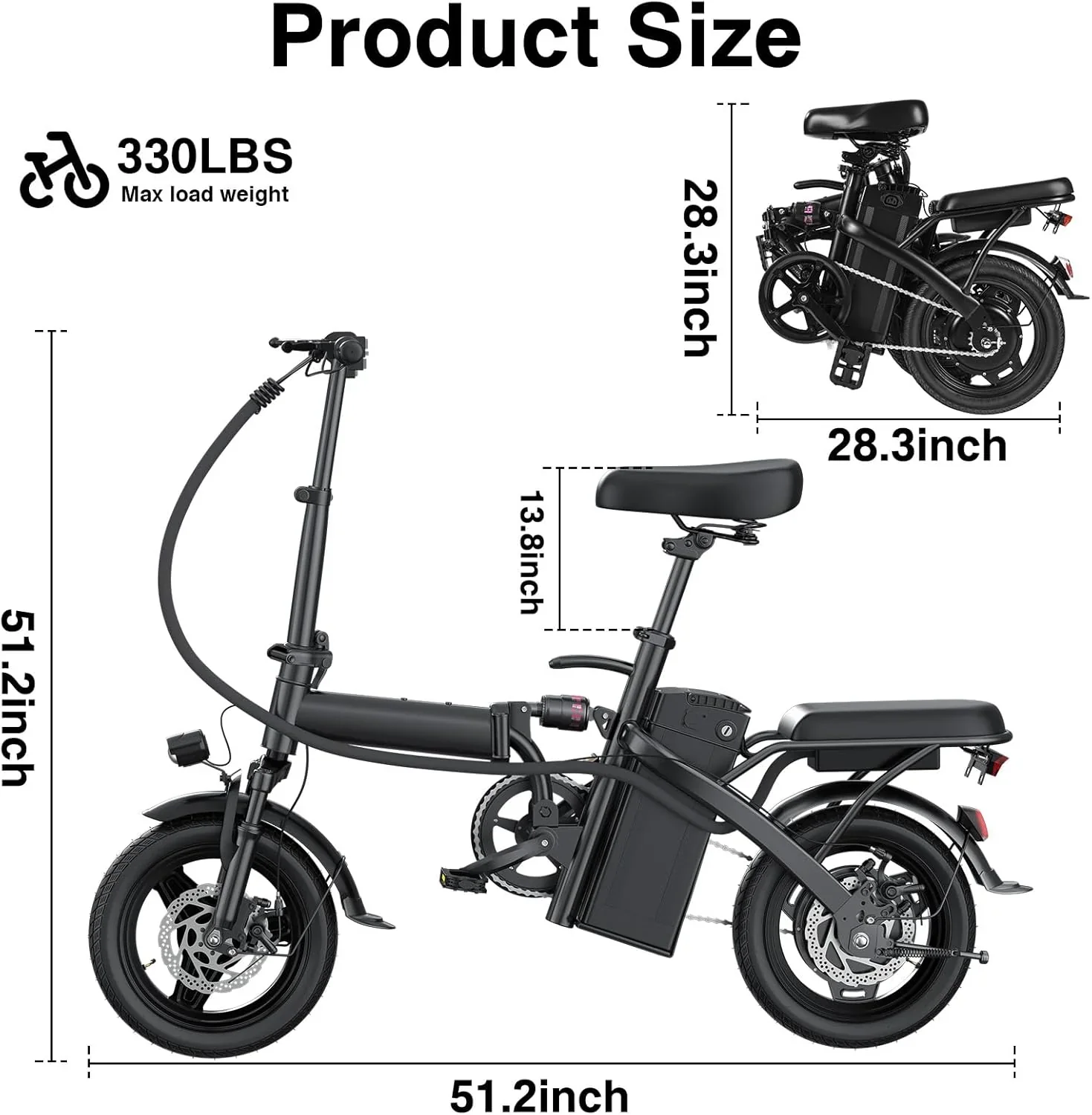 Electric Bike for Adults Teens Folding E-Bike Commuter City Foldable ebike Motor 48V 24MPH - Image 9