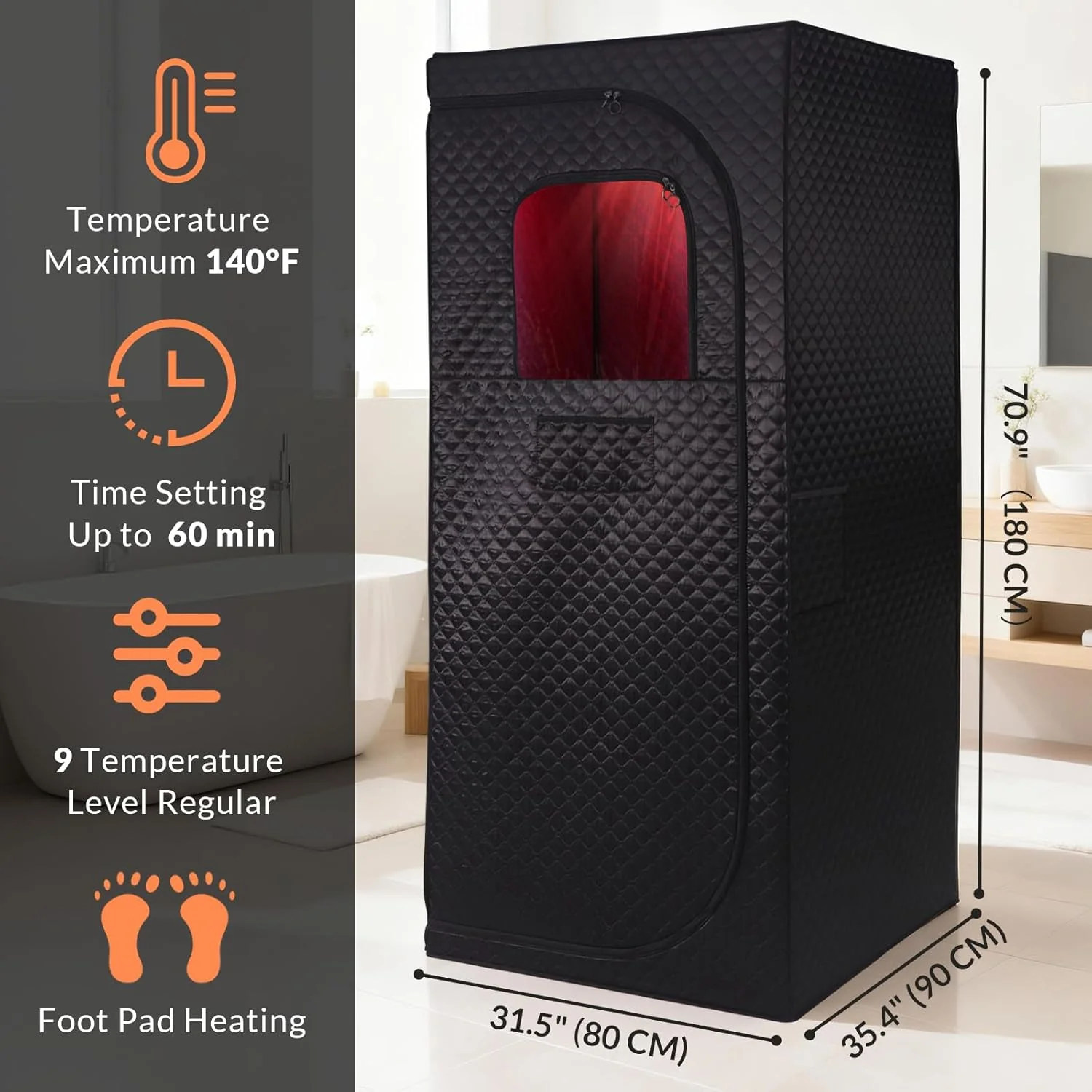 Personal Indoor Infrared Sauna Tent With Red Light Therapy, 9 Levels Up To 140F - Image 5