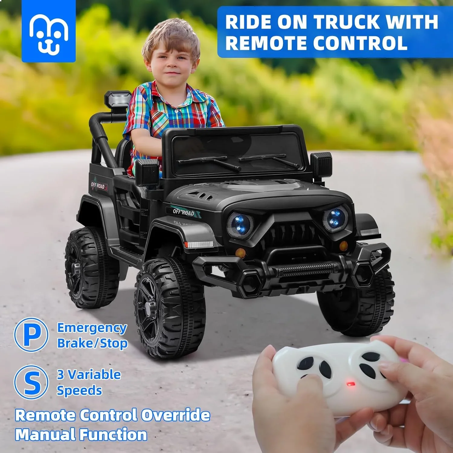 12V Kids Electric Ride on Truck Car Remote Control, Twin 35W Motors 3.5MPH Max Speed, Bluetooth USB Music Player, 4 Wheels Suspension LED Lights Safety Belt, Gift for Boy & Girl-Rosy - Image 11
