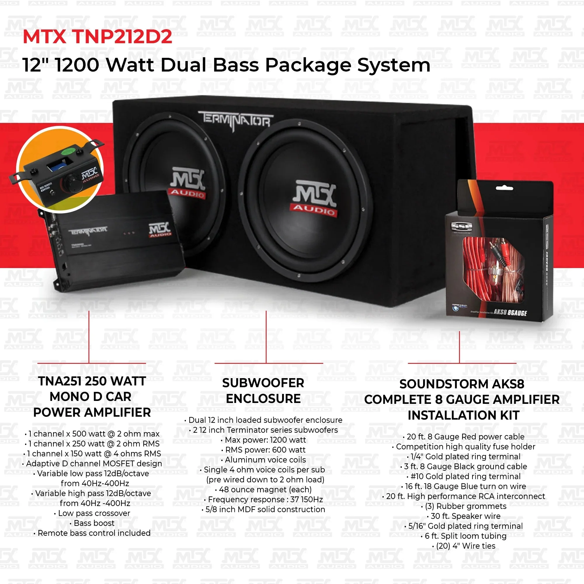 12-Inch 1200W Dual Car Subwoofer Package with Amplifier and Installation Kit - Image 8