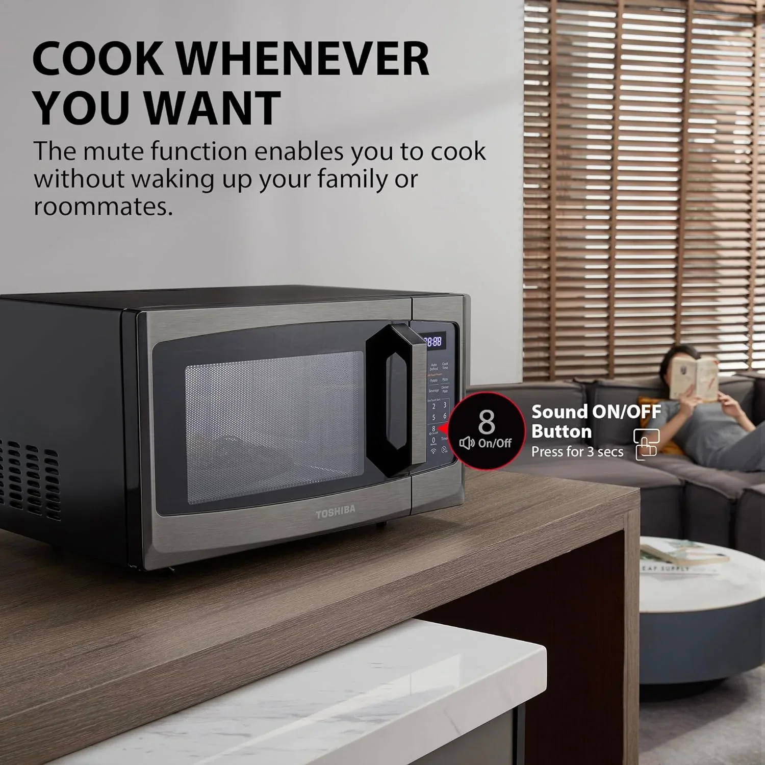 TOSHIBA 4-in-1 Countertop Microwave Oven, 1.5 Cu Ft, 1000W, Silver - ML-EC42P(SS) - Image 20