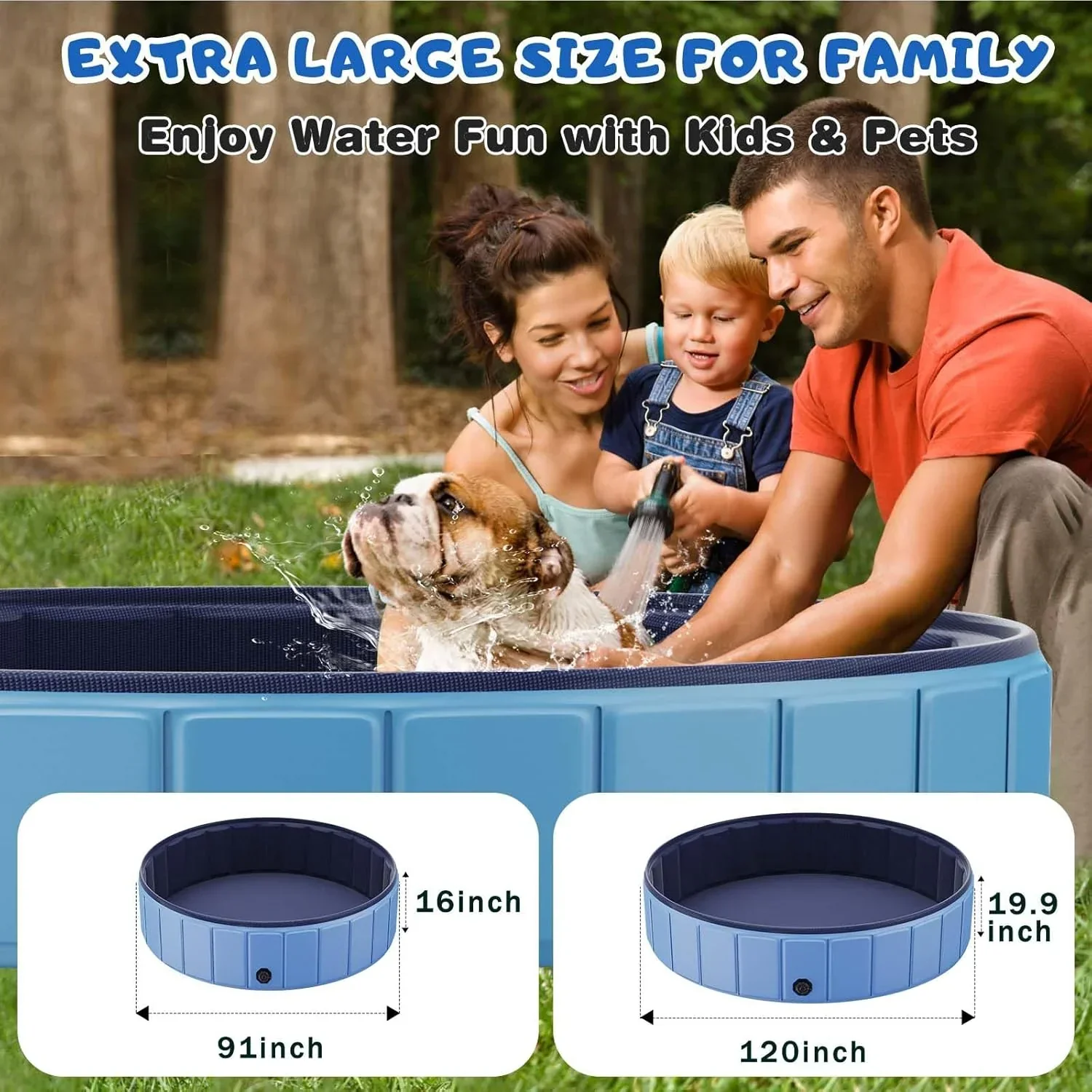 Totiro Foldable Dog Swimming Pool, 120in x 20in, PVC, Blue - Image 11