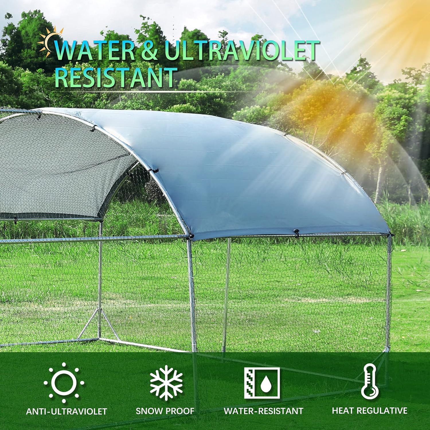 Betterhood Metal Chicken Coop With Cover, 9 ft W x 19 ft L x 6.5 ft H - Image 5