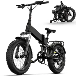 Electric Bike, 4.0 Fat Tire Foldable Ebike, 48V 13Ah Battery, 750W Electric Commuter Bicycle with LCD, 20" One-Step Folding Electric City Bike for Men Women, Black