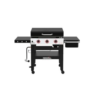 Daytona 3-Burner 30 in. Propane Gas Griddle in Black with Lid