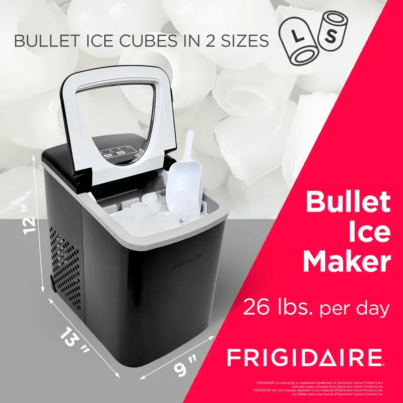 Frigidaire Stainless Steel Portable Countertop Ice Maker - 26 Lbs Daily - Image 3