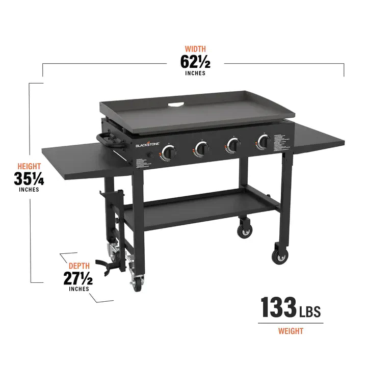 Blackstone 36 Inch Gas Griddle Cooking Station 4 Burner Flat Top Gas Grill Propane Fuelled Restaurant Grade Professional 36” Outdoor Griddle Station with Side Shelf (1554) - Image 4