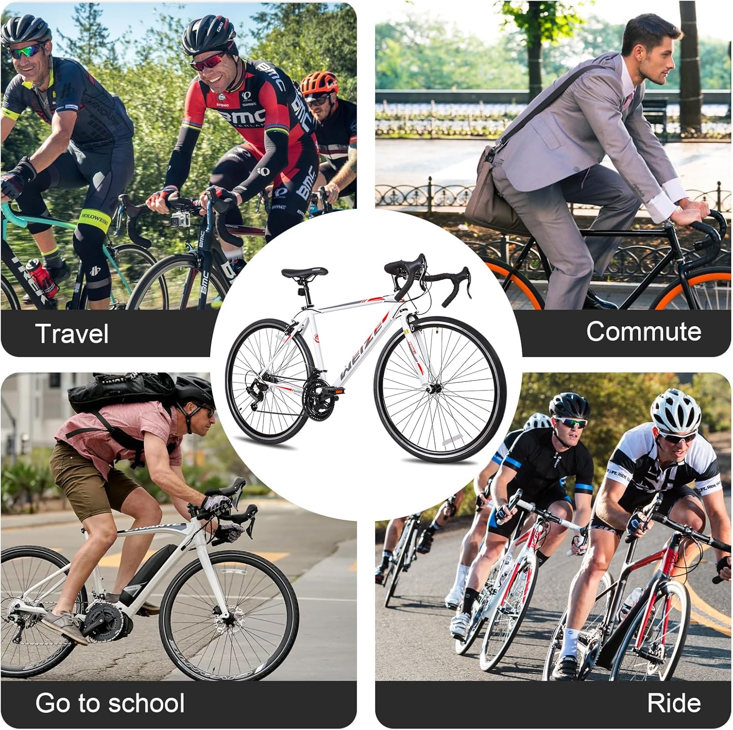 WEIZE Road Bike, 700C Wheel City Commuter Bicycle, Shimano 14 Speed Drop Bar, Racing Adult Bike with Caliper Brakes, High-Carbon Steel Hybrid Bikes - Image 10