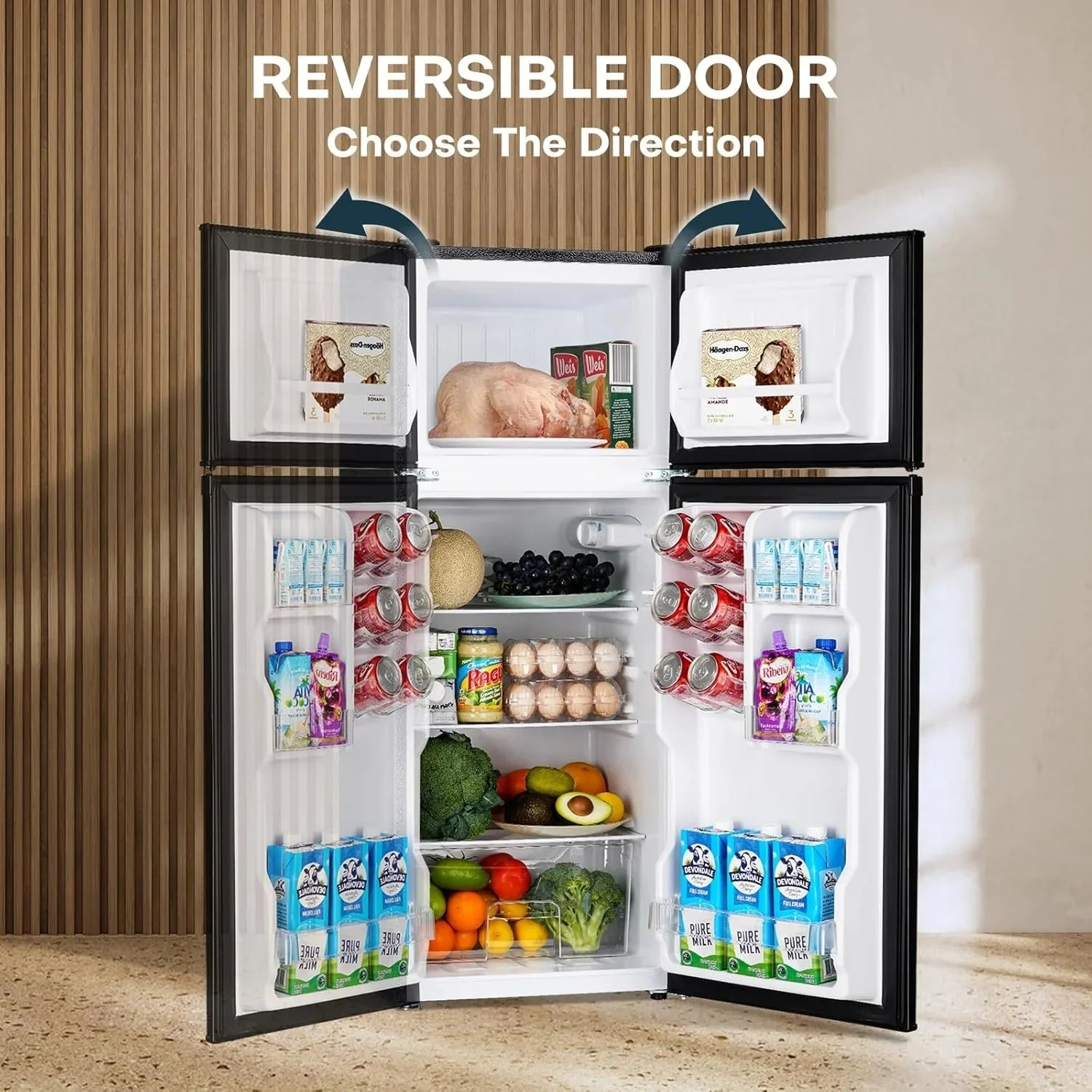 Upstreman 4 Cubic Feet Double Door Mini Refrigerator With Freezer, Black - BR401 - Image 5