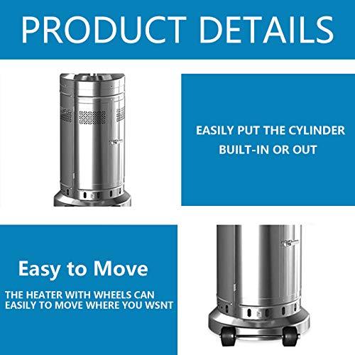 2 Set 48,000-BTU Umbrella Patio Propane Heater with Wheels,Stainless Steel Patio Heater,Stainless Steel Floorstanding Liquid Propane Heater Outdoor Patio,Patio Heater Standing Outdoor (Color:Silver) - Image 5