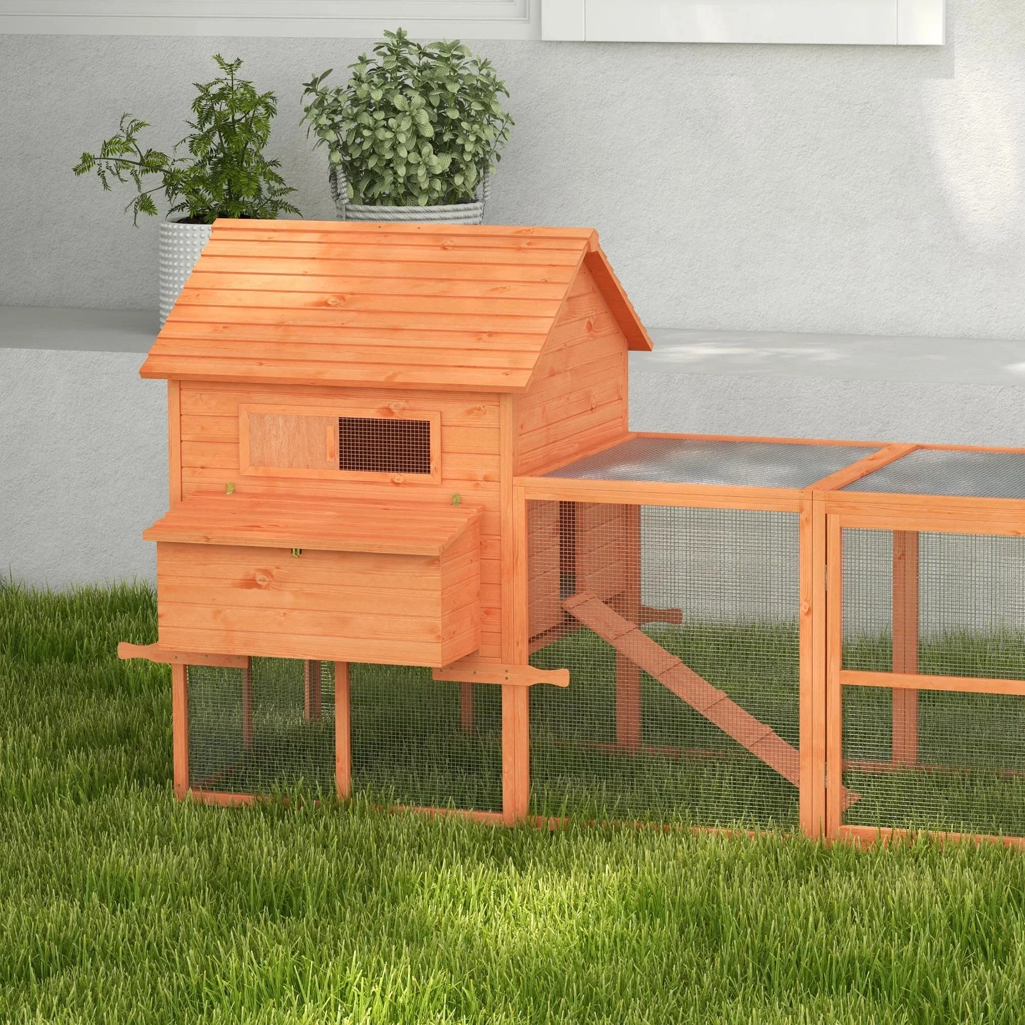 PawHut Wooden Chicken Coop With Run And Inner Hen House Space - 145 in - Image 7