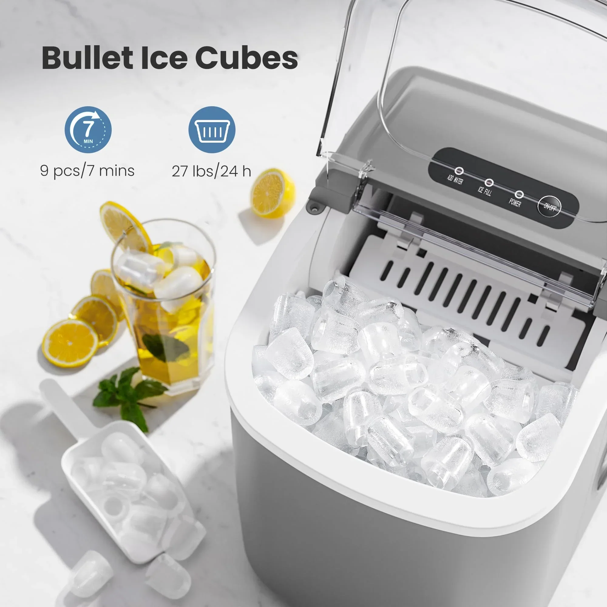 Crzoe Countertop Ice Maker With Handle, 26 Pounds - Countertop Ice Maker - Image 2