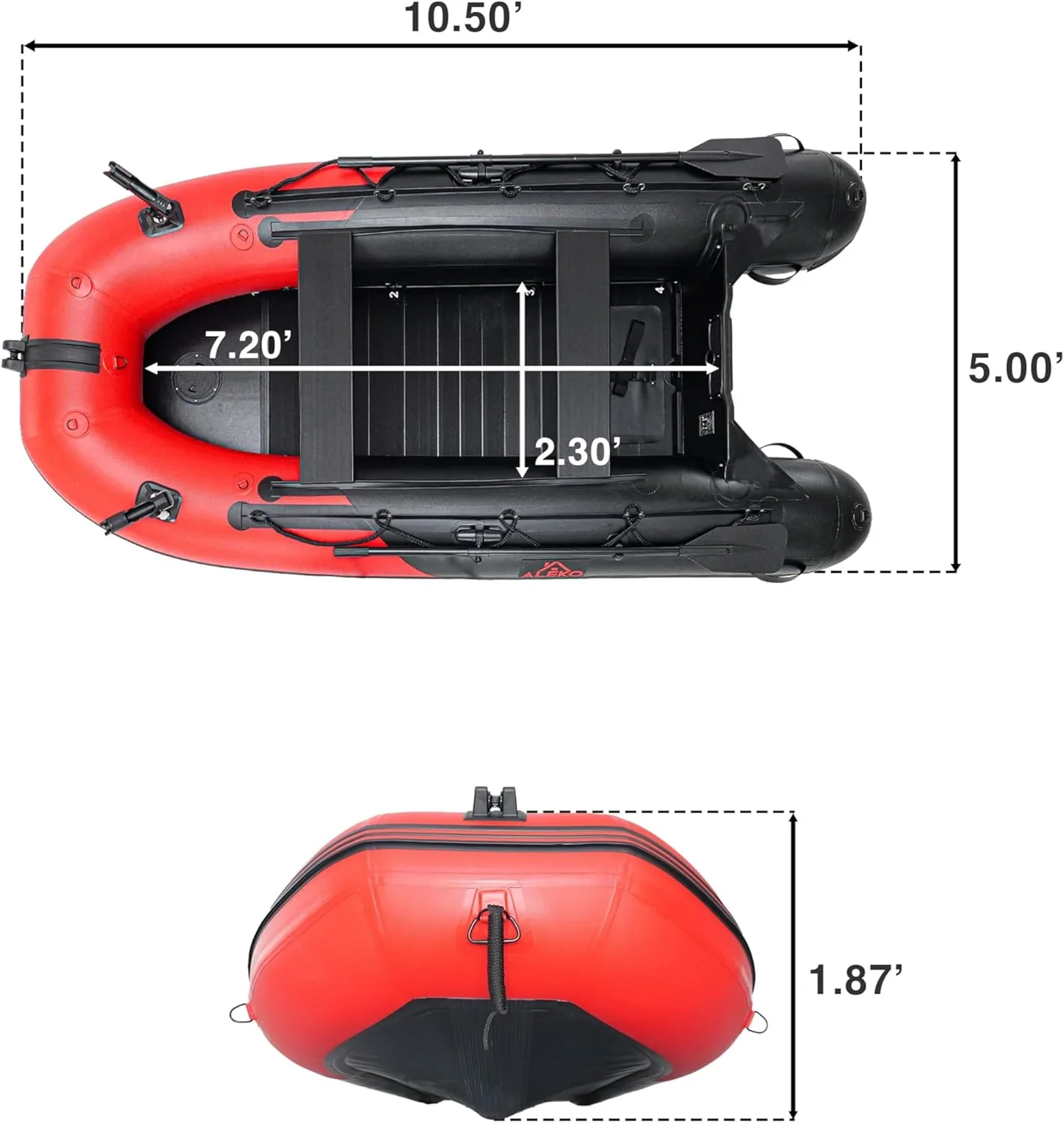 Inflatable Boat | Yacht Dinghy Tender Raft | Multi Person Fishing Boat | Aluminum Floor Oars | Fishing Rod Holders | Heavy-Duty PVC | 2024 Model | - Image 20