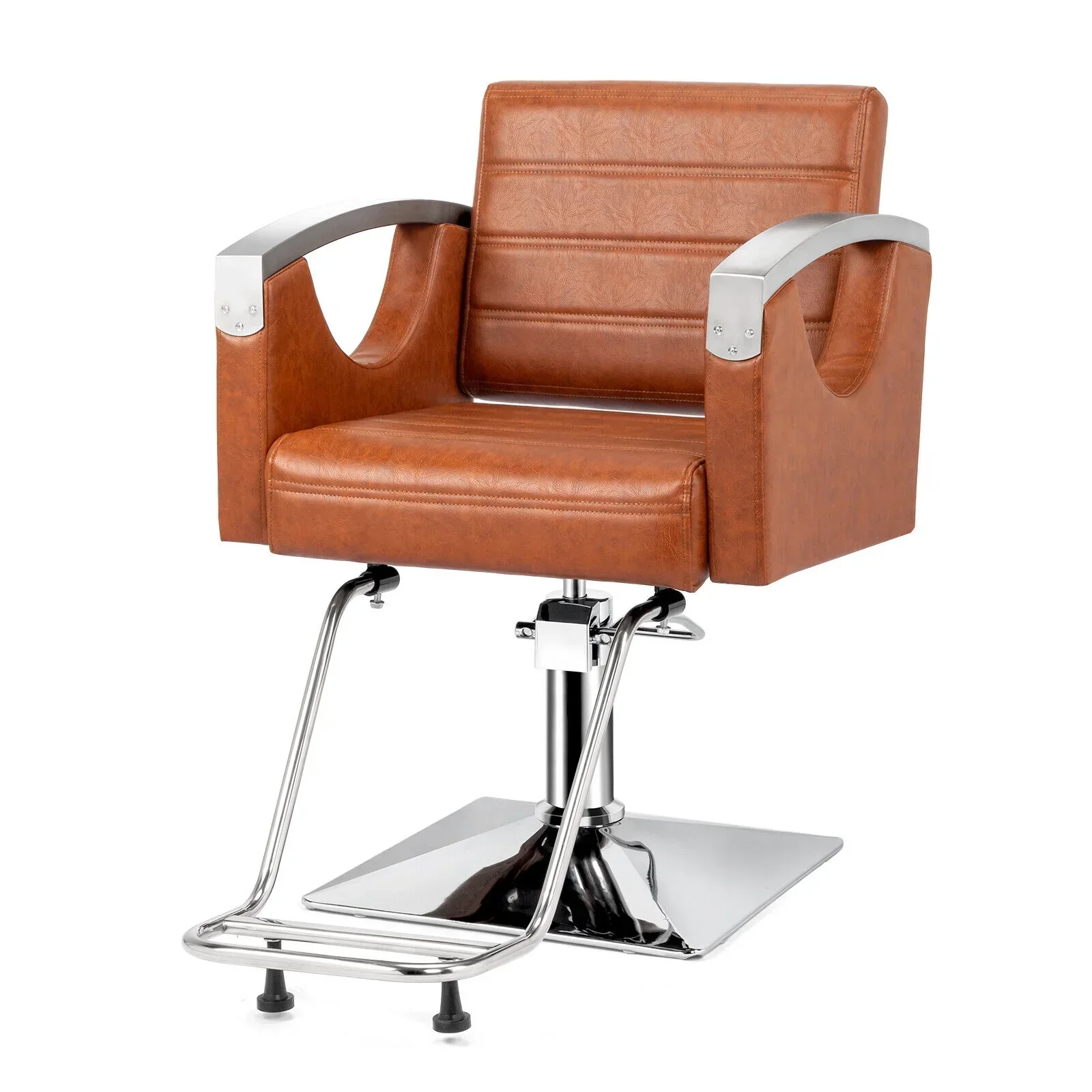 OmySalon Hydraulic Barber Chair With Stainless Steel Armrests, Brown Or Black - Image 14