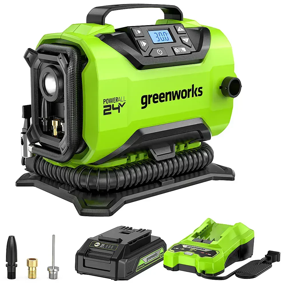 24 Volt Battery Powered 160-PSI Inflator with 2.0 Ah USB-C Battery & Charger - Green - Image 9