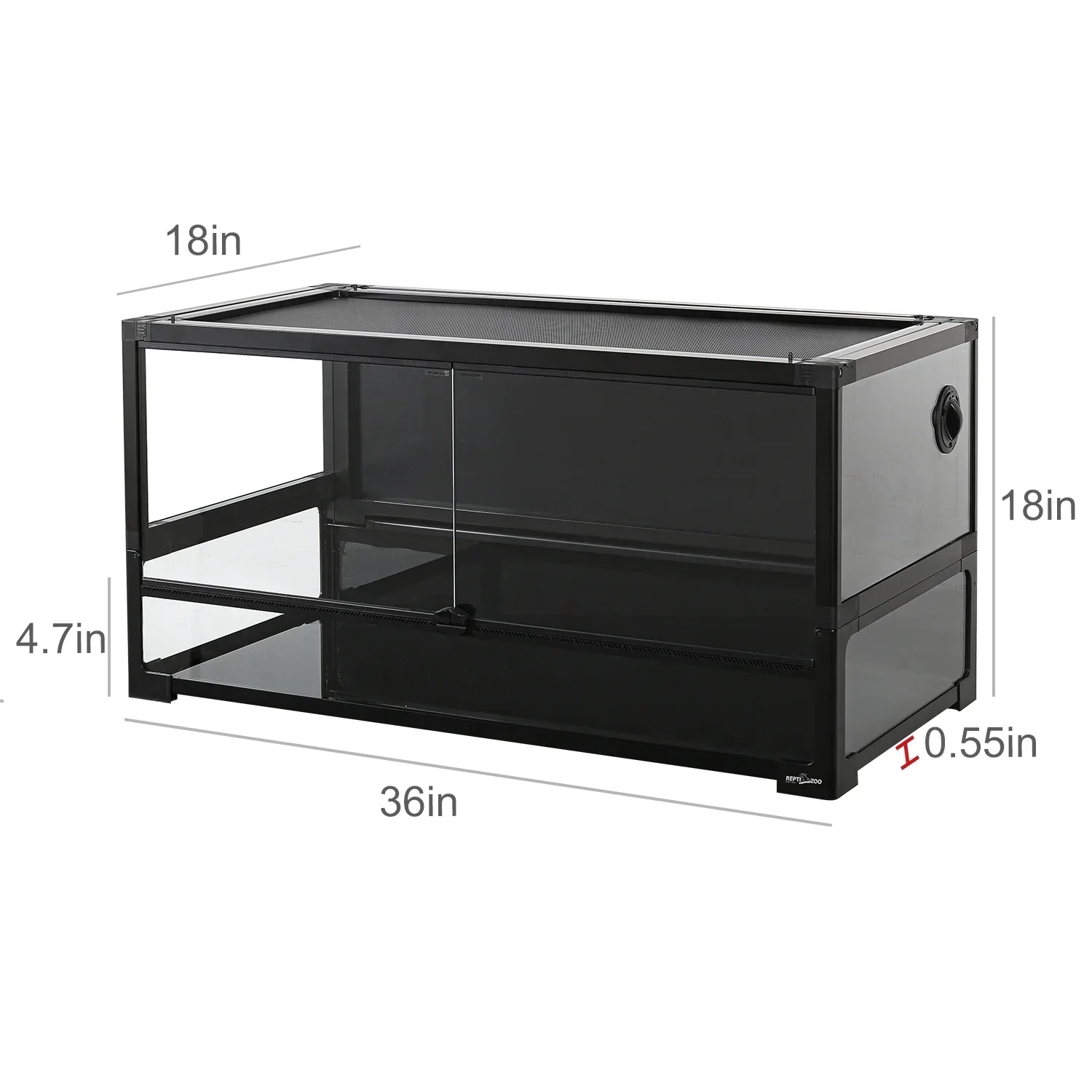 REPTI ZOO 40 Gallon Tempered Glass Reptile Terrarium Tank 36x18x18 in - Image 4