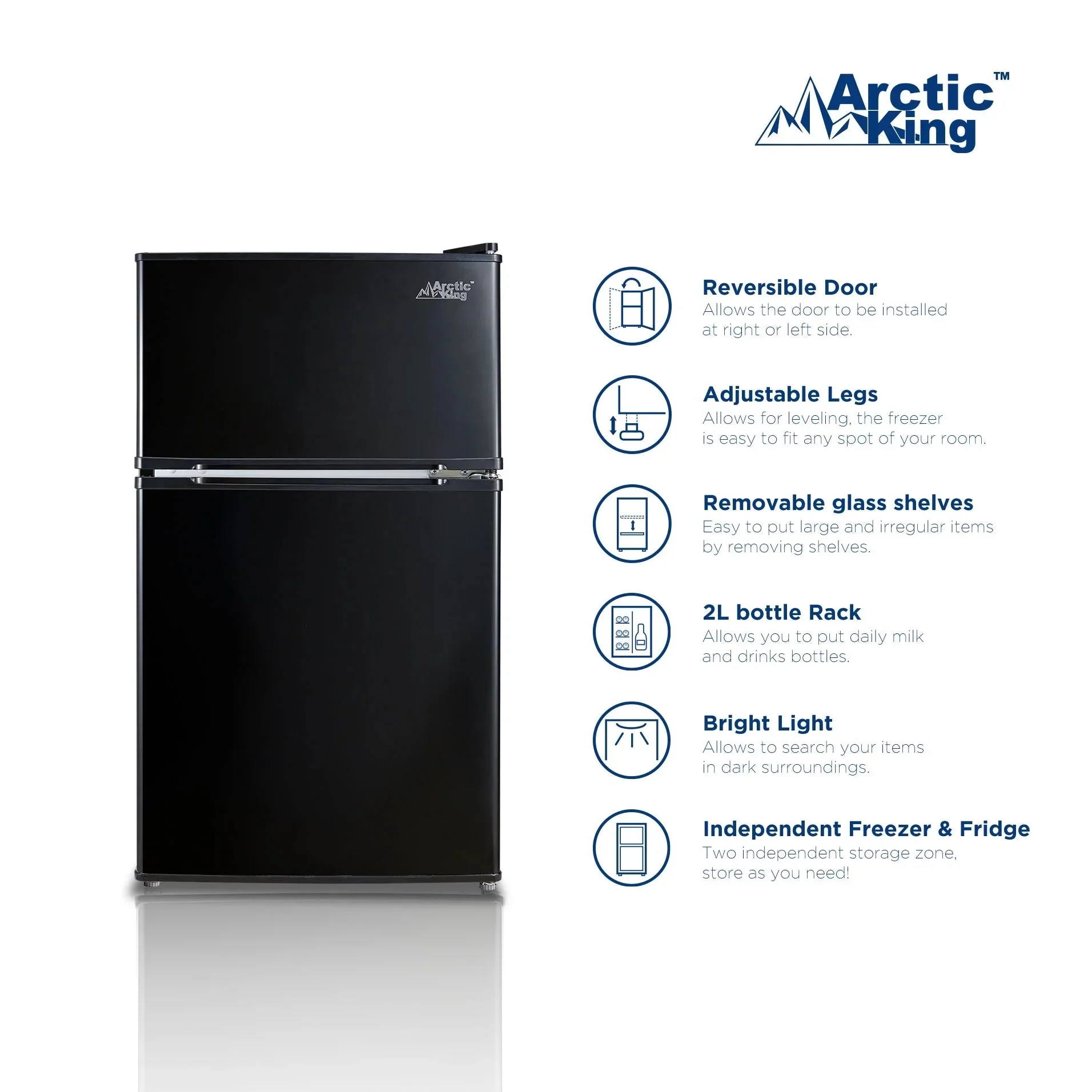 Arctic King Two-Door Mini Fridge With Freezer, 3.2 Cu. Ft., Stainless Steel - Image 24