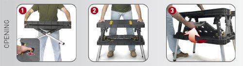 Keter ?C 197283 Folding Table Work Bench for Miter Saw Stand Woodworking Tools and Accessories with Included 12 Inch Wood Clamps ?C Easy Garage Storage Black/Yellow - Image 11