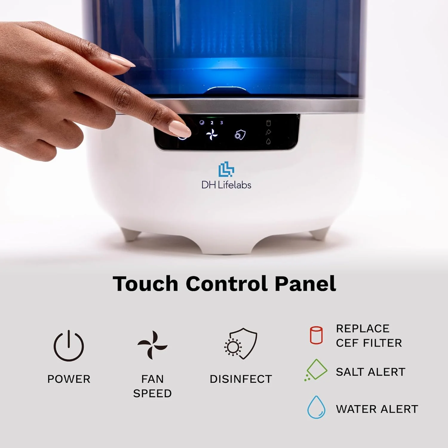 Bedroom Evaporative Humidifier, Humidifier and Air Purifier in One, with HOCL Generator, Mildew Remover, Pet Smoking Odor Eliminator, 538 Square Feet, Blue - Image 18