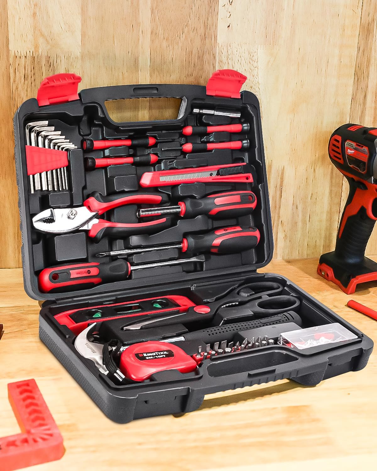 KINGTOOL Home Tool Set Kit - 286 PCS Home Auto Repair Tool Kit with Rolling Tool Box, Mechanic Tool Sets with 21V Max Cordless Power drill, Perfect for Homeowner, Diyer, Handyman - Image 9