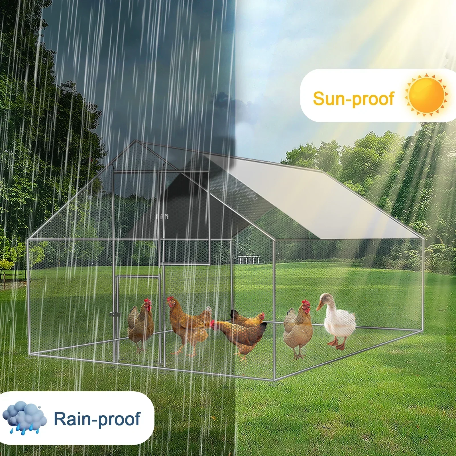 Kkonetoy Metal Chicken Coop 10 X 10 X 6.6ft With Waterproof Cover - Image 6